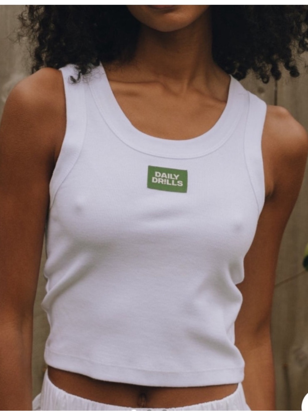 NWT Daily Drills Logo Ribbed Tank Top White Sz XS/S